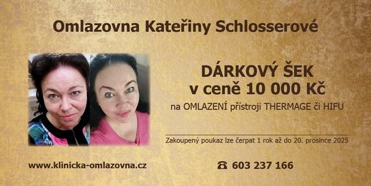 Dárkový šek na OMLAZUJÍCÍ SLUŽBY v hodnotě 10 000,- Kč